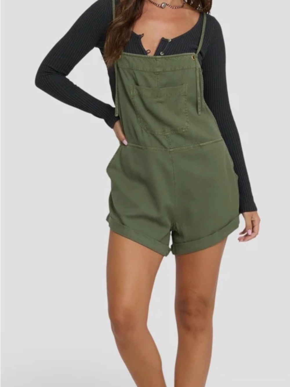 Billabong Olive Green Short Overalls Size Medium